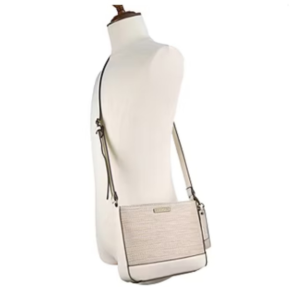 Frye and Co. Classic Crossbody Bag Boho wicker look cream beige brass colours